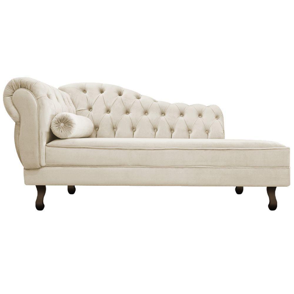 Kit Diva Recamier Diana 140Cm Lado Direito E 02 Poltronas Classic Suede Bege - 4