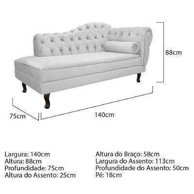 Kit Diva Recamier Diana 140Cm Lado Esquerdo E 02 Poltronas Classic Suede Branco