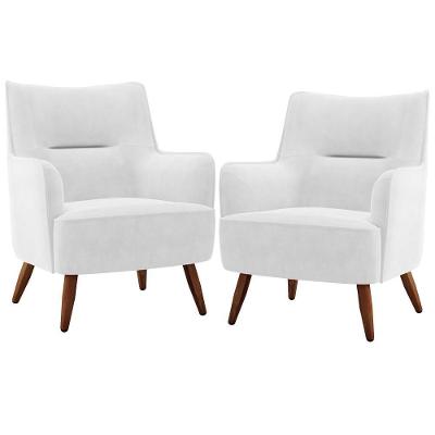 Kit 2 Poltronas Decorativa Fixa Isabella D02 Corano Branco Lyam Decor