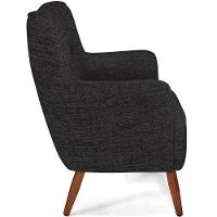 Kit 02 Poltronas Fixa Pés De Madeira Linho Chumbo D-465 - 3