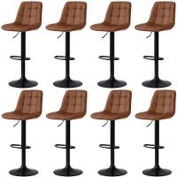 Kit 8 Banqueta Alta Elegance Estofada Com Base Giratória E Regulagem De Altura - Marrom - 1