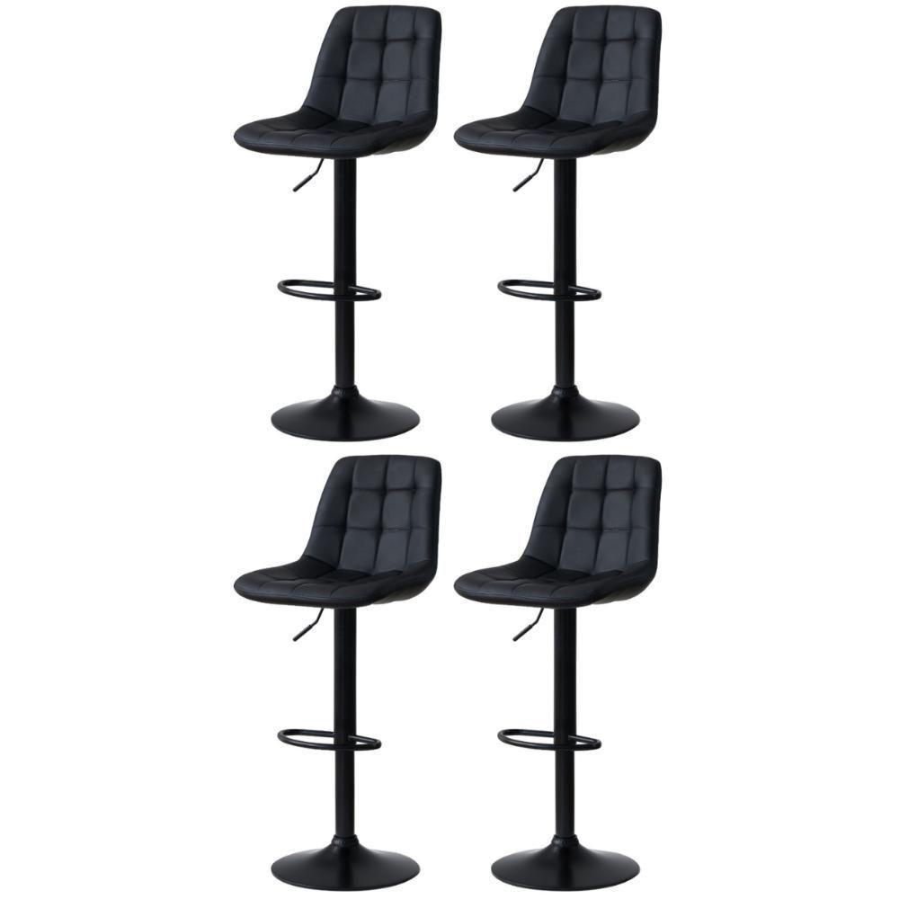 Kit 4 Banqueta Alta Elegance Estofada Com Base Giratória E Regulagem De Altura - Preto - 1