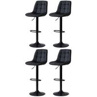 Kit 4 Banqueta Alta Elegance Estofada Com Base Giratória E Regulagem De Altura - Preto - 1