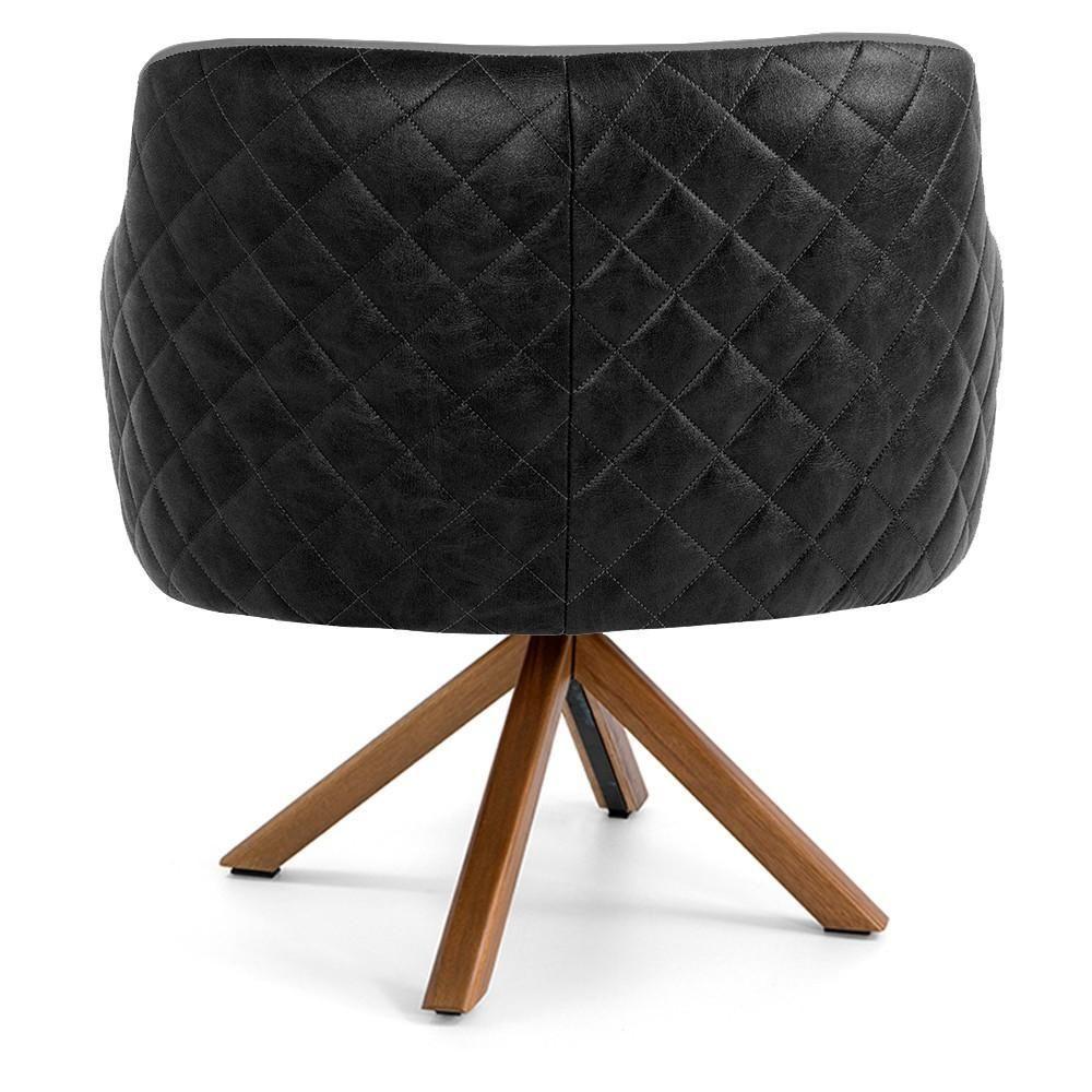 Poltrona Base Giratória Linho Cinza C-416 Corano Preto - 3