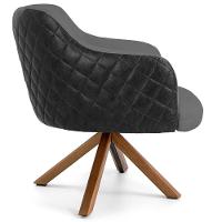 Poltrona Base Giratória Linho Cinza C-416 Corano Preto - 5