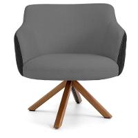 Poltrona Base Giratória Linho Cinza C-416 Corano Preto - 6