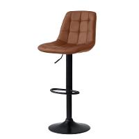Kit 6 Banqueta Alta Elegance Estofada Com Base Giratória E Regulagem De Altura - Marrom - 5