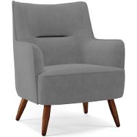 Kit 02 Poltronas Fixa Pés De Madeira Veludo Cinza C-317 - 7