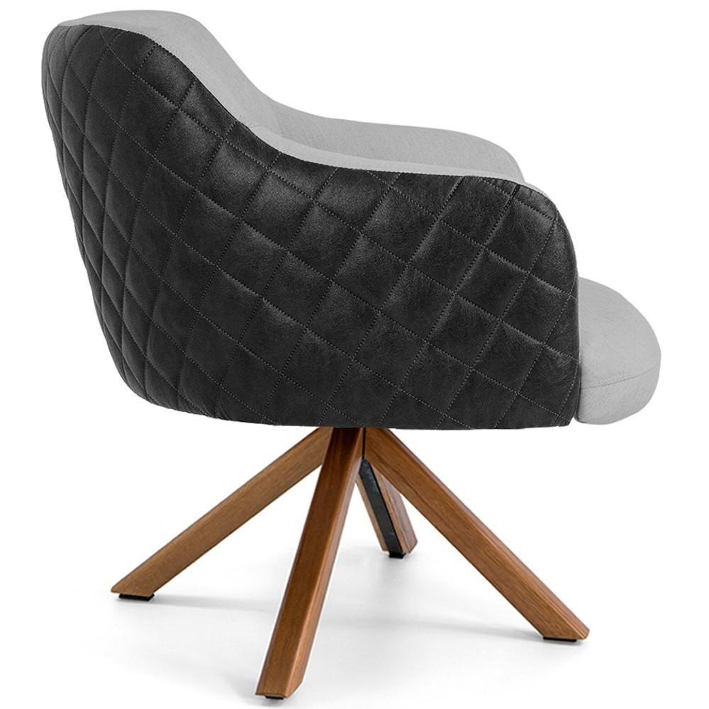 Poltrona Base Giratória Linho Cinza D-315 Corano Preto - 5