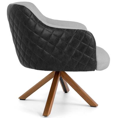 Poltrona Giratória Jade Tressê D02 Linho Cinza Preto Lyam Decor