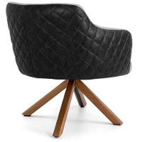 Poltrona Base Giratória Linho Cinza D-315 Corano Preto