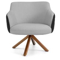 Poltrona Base Giratória Linho Cinza D-315 Corano Preto - 6