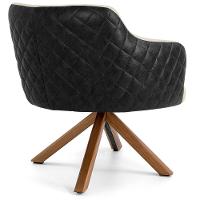 Poltrona Base Giratória Linho Bege C-129 Tressê Corano Preto