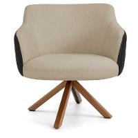 Poltrona Base Giratória Linho Bege C-129 Tressê Corano Preto - 6