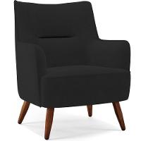 Kit 02 Poltronas Fixa Pés De Madeira Veludo Preto C-300 - 12