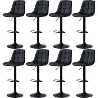 Kit 8 Banqueta Alta Elegance Estofada Com Base Giratória E Regulagem De Altura - Preto - 1