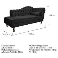Kit Diva Recamier Diana 160Cm Lado Esquerdo E 02 Poltronas Classic Suede Preto - 10