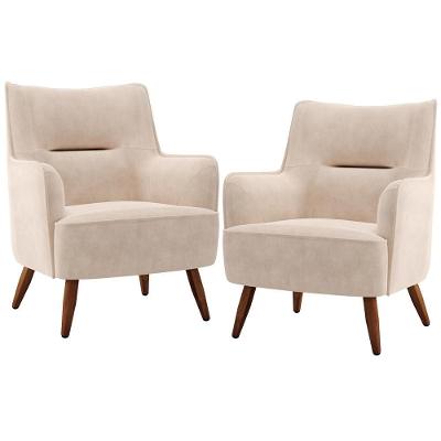 Kit 2 Poltronas Decorativas Isabella D02 Veludo Bege Fixo Lyam Decor