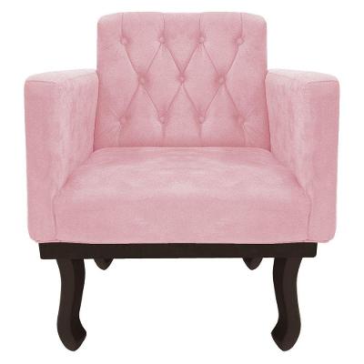 Kit Diva Recamier Diana 160Cm Lado Direito E 02 Poltronas Classic Suede Rosa Bebê