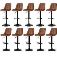 Kit 10 Banqueta Alta Elegance Estofada Com Base Giratória E Regulagem De Altura - Marrom - 1