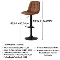 Kit 10 Banqueta Alta Elegance Estofada Com Base Giratória E Regulagem De Altura - Marrom - 3