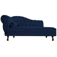 Kit Diva Recamier Diana 185Cm Lado Direito E 02 Poltronas Classic Suede Azul Marinho