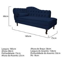 Kit Diva Recamier Diana 185Cm Lado Direito E 02 Poltronas Classic Suede Azul Marinho - 6