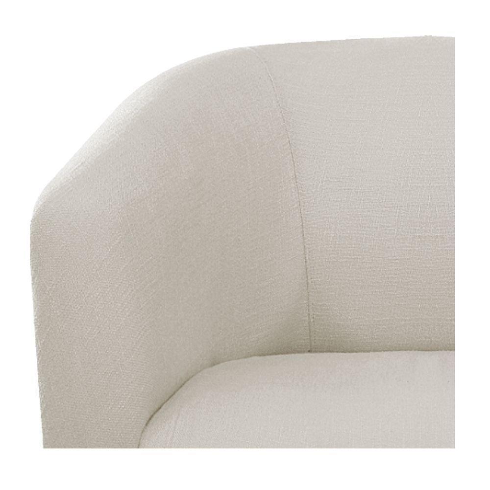 Kit 02 Poltronas Base Giratória De Metal Nozes E Linho Bege - 2