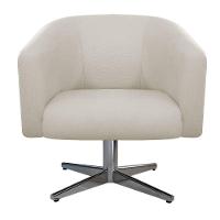 Kit 02 Poltronas Base Giratória De Metal Nozes E Linho Bege - 5