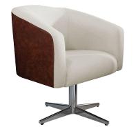 Kit 02 Poltronas Base Giratória De Metal Nozes E Linho Bege - 6