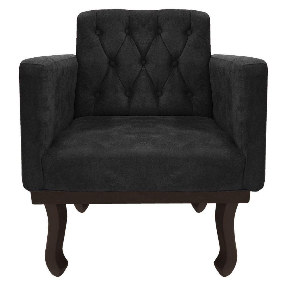 Kit Diva Recamier Diana 140Cm Lado Esquerdo E 02 Poltronas Classic Suede Preto - 3