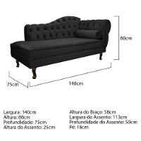 Kit Diva Recamier Diana 140Cm Lado Esquerdo E 02 Poltronas Classic Suede Preto - 6