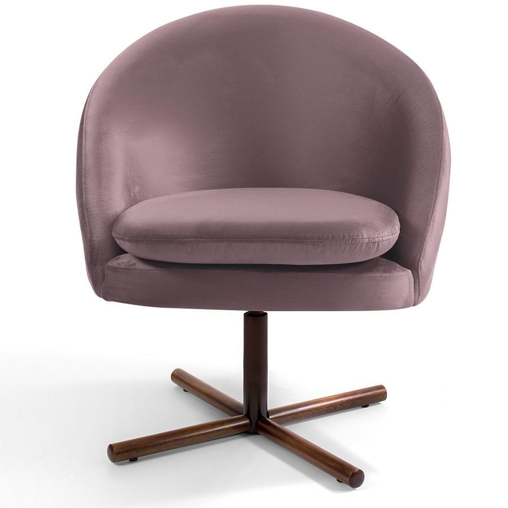 Kit 02 Poltronas Rafa D02 Veludo Rosê C-305 - 6