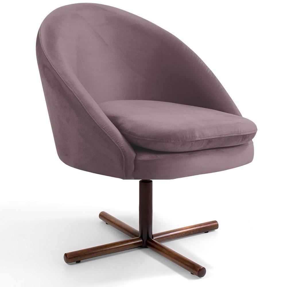 Kit 02 Poltronas Rafa D02 Veludo Rosê C-305 - 7