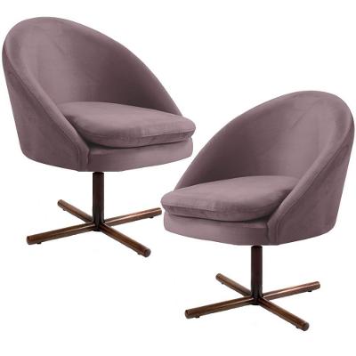 Kit 02 Poltronas Giratórias Rafa D02 Veludo Rosa Lyam Decor