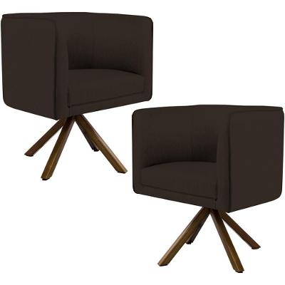 Kit 2 Poltronas Giratórias Betina D02 Corano Marrom Lyam Decor