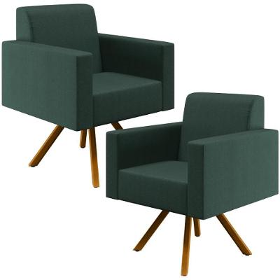 Kit 2 Poltronas Giratórias Helô L02 Linho Verde Lyam Decor