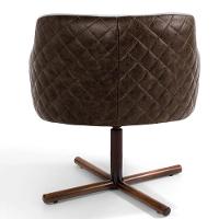 Kit 02 Poltronas Giratória Base Linho Bege Corano Marrom