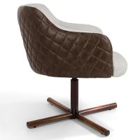 Kit 02 Poltronas Giratória Base Linho Bege Corano Marrom - 7