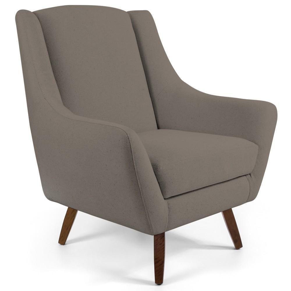 Poltrona Com Puff Pés De Madeira Veludo Bege Escuro C-68 - 5