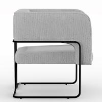 Poltrona Base De Aço Preto Linho Cinza D-315 - 5