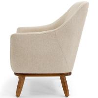 Kit 02 Poltronas Base Fixa De Madeira Paloma Algodão Bege