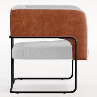 Kit 02 Poltronas Base Aço Preto Camel B-14 Linho Cinza D-315 - 3