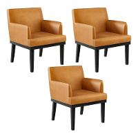 Kit 03 Poltronas Base Preto Beatriz W01 Couríssimo Whisky - 1