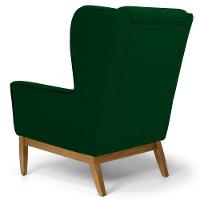 Kit 02 Poltronas Base De Madeira Veludo Verde Liso C-303 - 3