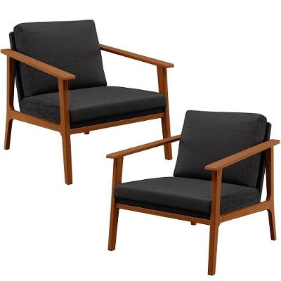 Kit 2 Poltronas Petra B04 Para Sala De Estar Cinza Lyam Decor
