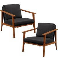 Kit 02 Poltronas Para Sala De Estar Petra B04 Linho Chumbo - 1