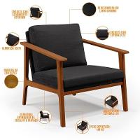 Kit 02 Poltronas Para Sala De Estar Petra B04 Linho Chumbo - 2