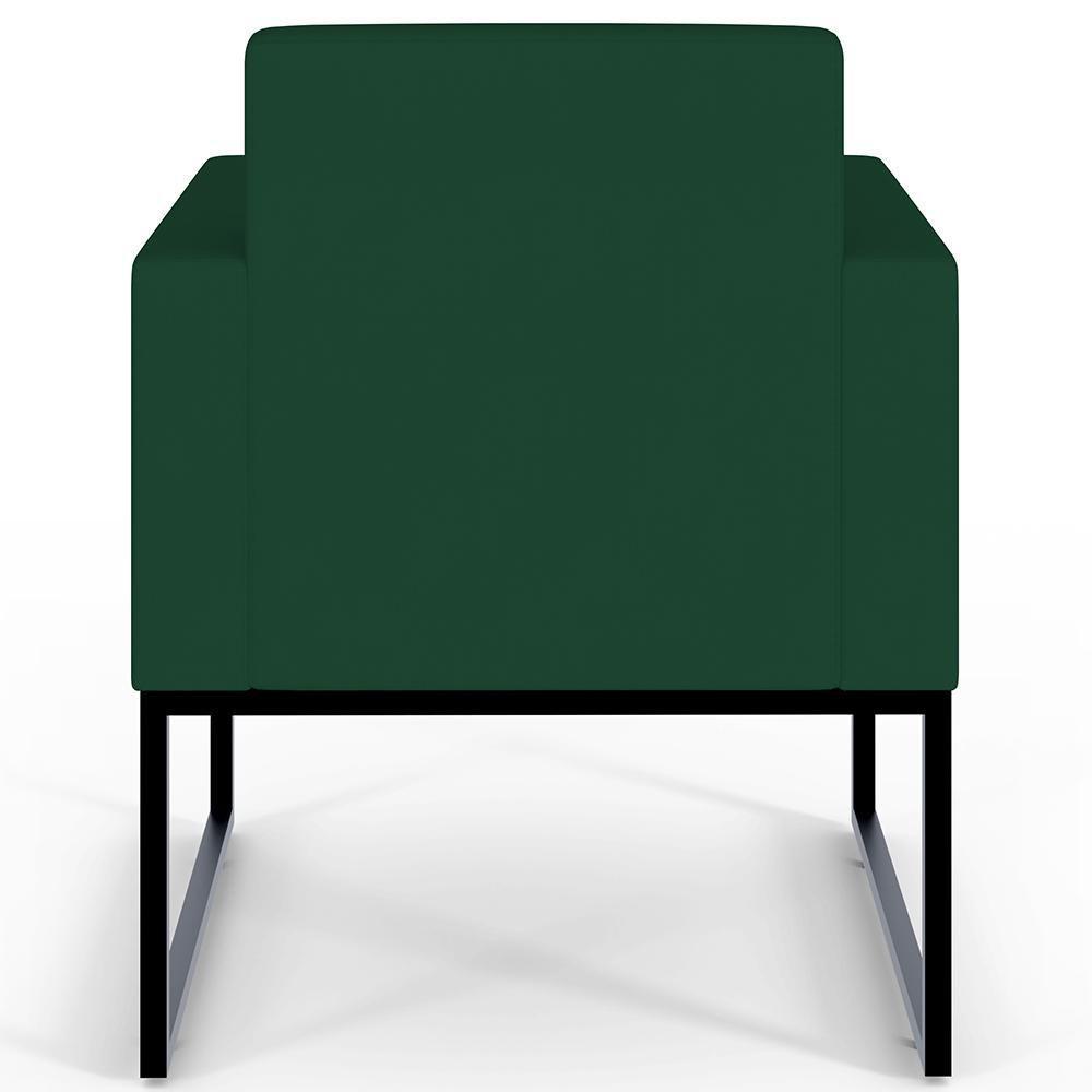 Kit 03 Poltronas Base Fixa Metal Helô L02 Suede Verde Musgo - 2
