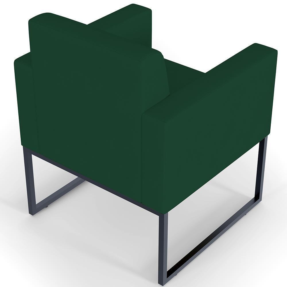 Kit 03 Poltronas Base Fixa Metal Helô L02 Suede Verde Musgo - 3